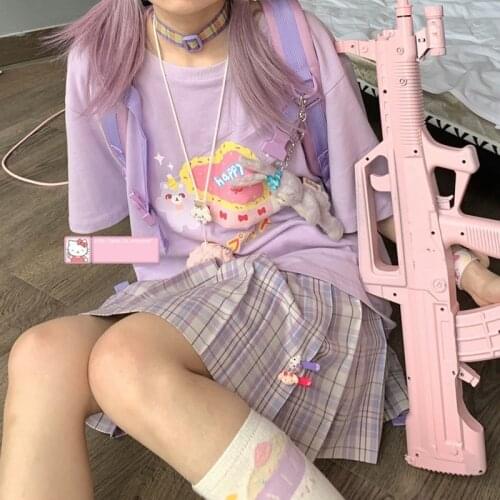 Japan Bear Cartoon Sweet Cute Girls Casual Tops Harajuku Chic Loose Anime Streetwear JK School Style Goth Vintage Women T-shirts