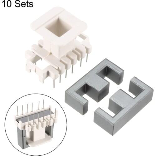 Uxcell 10 Sets EE35 6 with 6pin Transformer Bobbin PC40 Ferrite Core Vertical 20 Ferrite Halves and 10 Bobbin