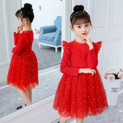 Spring Autumn Princess Dresses for Girls Long Sleeve Sequins Wedding Party Kids Costume Cute Girls Dress 4 6 8 10 11 12 13 Years
