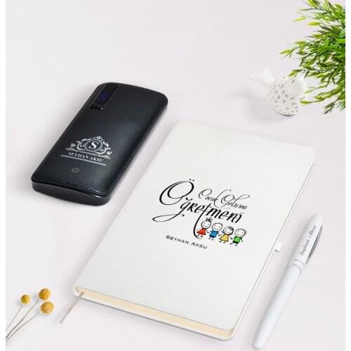 Personalized Child Development Teacher White Notebook Pen 12.000 Mah Powerbank Gift Seti-2