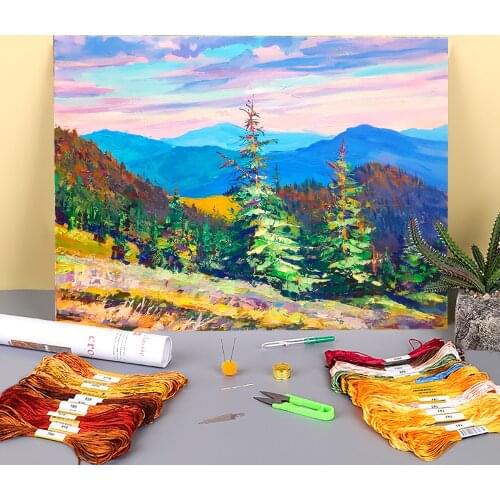 Landscape Carpathians Pre-Printed 11CT Cross Stitch DIY Embroidery Patterns DMC Threads Sewing Knitting Handiwork Jewelry