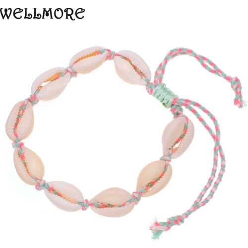 WELLMORE women Anklet 8 colors bohemia Anklets for women beach shell Anklet bracelets summer Party Foot Jewelry wholesale