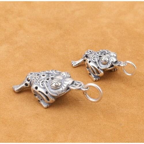 S925 Sterling Silver Jewelry DIY Necklace Accessories Personality Retro Style Golden Toad Bracelet Small Pendant Wholesale