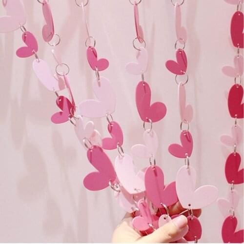 Korea ins style Pink girl Sweet heart Partition Door curtain Romantic Living room Girls bedroom Decorative curtain for Window