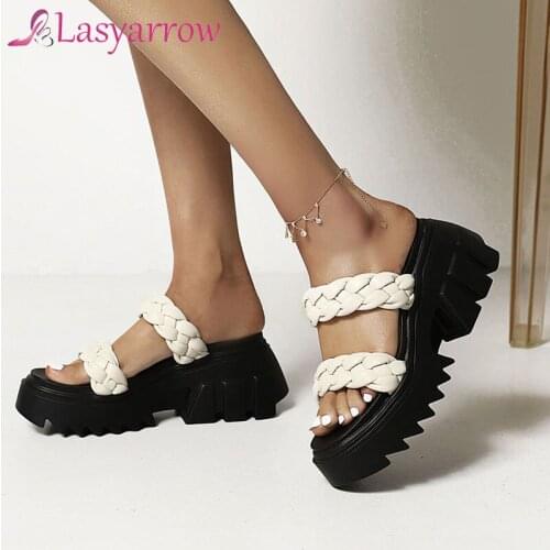 Lasyarrow Big Size 35-43 Brand New Female Womens Slippers Platform Wedges High Heels Slippers Party Sandal Summer Shoes Woman