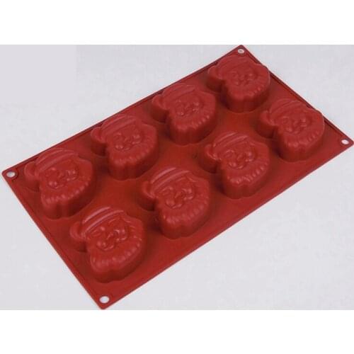 100% Silicone High Quality 1 PC 8 Cavities Holes Santa Claus Christmas Mold Silicone Cake Mould