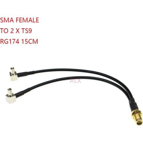 15CM Antenna extension SMA FEMALE JACK TO Y TYPE 2 X TS9 MALE PLUG connector Splitter Cable RF adapter for HUAWEI 3G/4G modem