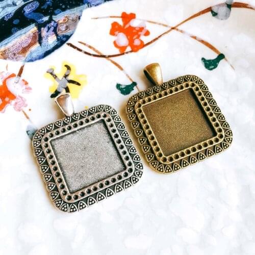 20mm Antique Bronze Silver Glass Cabochon Blank Base Necklace Pendant Setting Jewelry Accessories Diy Material 5pcs T328