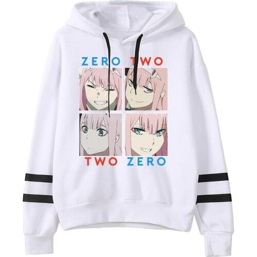 2021 Darling In The Franxx Zero Two Men Hoodies Harajuku Casual Streetwear Funny Graphic Striped Sweatshirts Unisex Hoodies