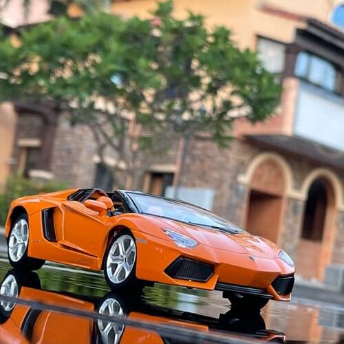 2021New 1:24 Lamborghinis Orange Lp700-4sports Car Simulated Acousto-optic Alloy Model Crafts Decoration Collection Toy
