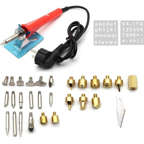 32pcs Soldering Iron Carving Pyrography Tool Wood Working Burning Pen Welding Tips 220V 30W