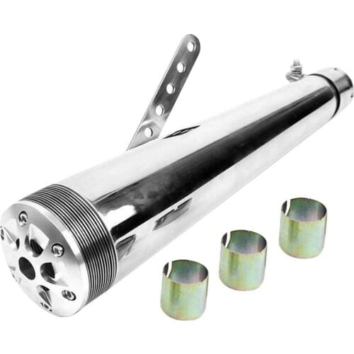 45mm Long Exhaust Motorcycle Slip-on Muffler Pipe Silver for Harley