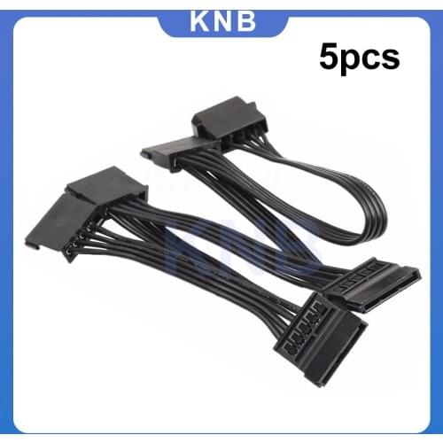 5Pcs 4pin IDE Molex to 5 SATA 15Pin Hard Drive Power Supply Splitter Cable Cord for DIY PC Sever 4-pin to 15-pin Power