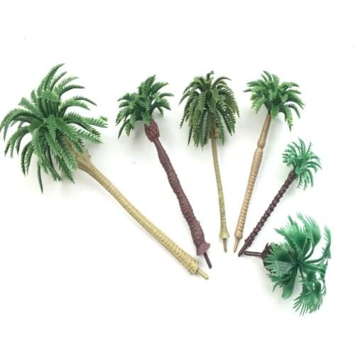 6pcs Artificial Miniature Palm Trees Scenery Layout Model Plastic Tree Train Coconut Rainforest Toys For Ho Train Layout