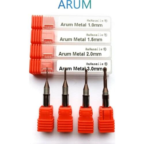 1.0/1.5/2.0/3.0mm Arum metal Dental Milling Bur Diamond Coating for Tungsten Carbide Cutter For Cuting metal
