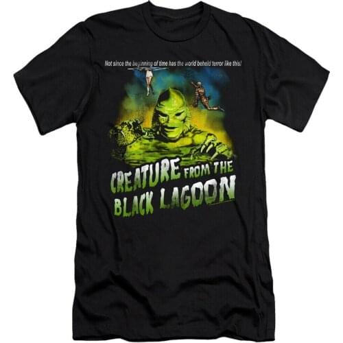 Creature from the Black Lagoon Canvas T-Shirt Tagline Black Black Cotton T-Shirt top tee