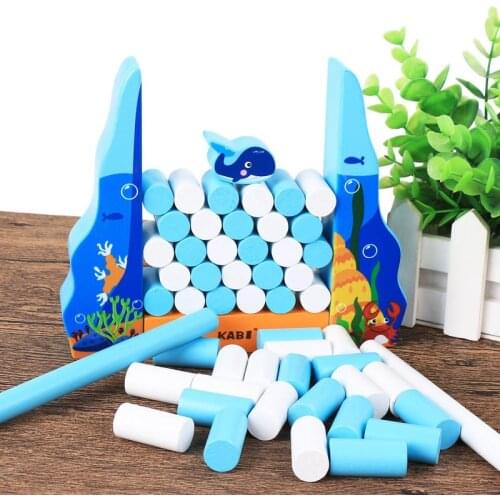 Wooden Children Early Education Toys Whale Diving Game Hand-eye Practice Balance Feeling Parent-child Interactive Toys Gifts