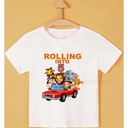 Kids Animal Party 1-10 Birthday Number Print T Shirt Children Birthday Boy Animals Party T-shirts Boy&Girl Gift Tshirt Present