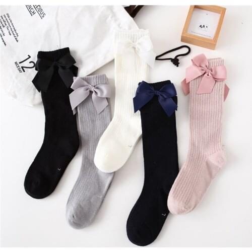 Childrens Sock Girls Knee High Socks With Bows Toddlers Long Socks Kids School Sock Infant Baby High Quality Princess Socken