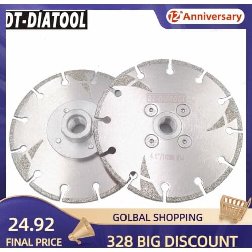 DT-DIATOOL 2pcs M14 Thread 4.5Inch/115mm Electroplated Reinforced Diamond Cutting & Grinding Disc Both Side Coated Saw Blade