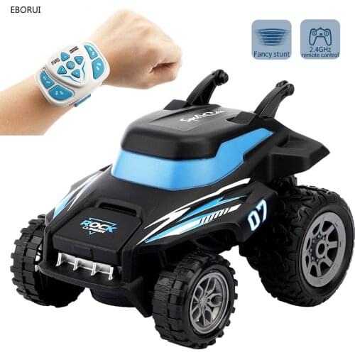 EBORUI 2.4Ghz RC Stunt Car Wireless Watch Remote Control Car 360 Degree Rotating Tumbling Truck with LED Lights Vehicle Toy Gift