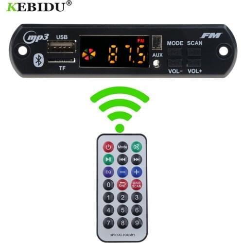 Kebidu FM TF Radio 12V MP3 Decoder Board Audio Module Bluetooth for Car Remote Music Speaker DC 5V Micro USB Power Supply