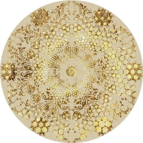 Boho Round Carpet Rugs for Home Living Room Luxury Flannel Fleece Bedroom Rugs Classic Anti Slip Floor Mat Large Parlor Carpet