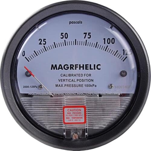 0-125PA Micro Differential Pressure Gauge High Precision 1/8 "NPT Round Type Pointer Instrument Micromanometer TE2000