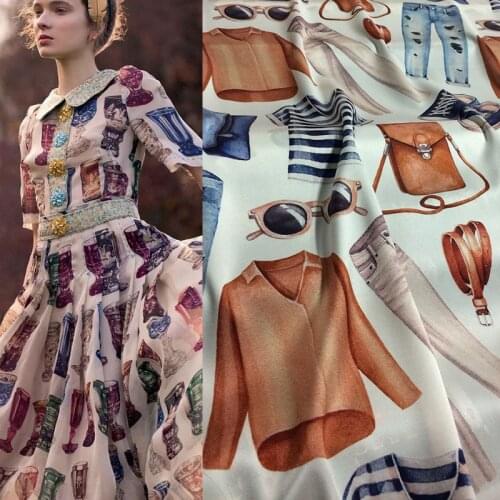 22mm 95% natural silk 5% spandex fashion clothing print silk elastic stain fabric for summer skirt shirt dress DIY cloth RR003