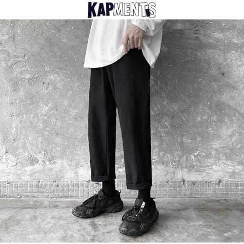 KAPMENTS Men solid straight harajuku causal sweatpants 2021 mens baggy Japan fashion kpop joggers male sweat running joggers 5XL