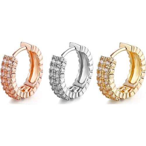 New Designer Korean Small Statement Crystal Earrings Gold Plated Buckle Hoggie Hoop Earrings Luxury Office Accessories For Women