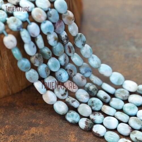 Wholesale Larimar Oval Shape Beads Full Strands Nature Healing Larimar DIY Jewelry Findings In 6*8 mm BE10822