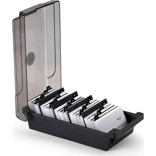 Name Card Box Business Card Holder For Desk With Dividers And Index Tabs For Men And Wowen(500 Cards Capacity)