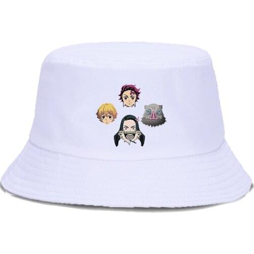 Japan Anime Demon Slayer Bucket Hats Outdoor Summer Fishing Sun Cap Unisex Hip Hop Fishermans Caps Foldable Fashion Beach Hat