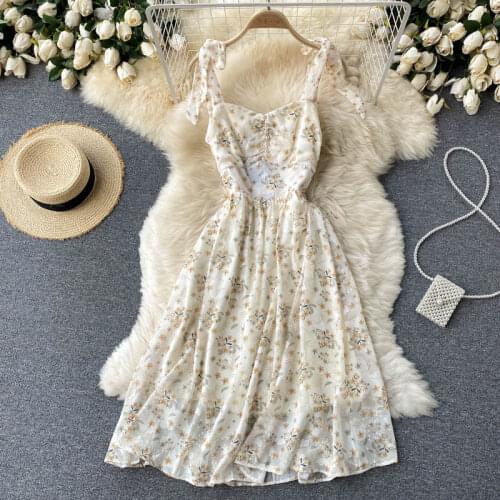 Floral Dress Summer New Korean Version Want a Small Fresh Seaside Holiday Wind Elegant Chiffon Strap Beach Skirt