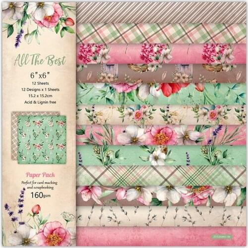 KLJUYP 12 Sheets All The Best Scrapbooking Pads Paper Origami Art Background Paper Card Making DIY Scrapbook Paper Craft