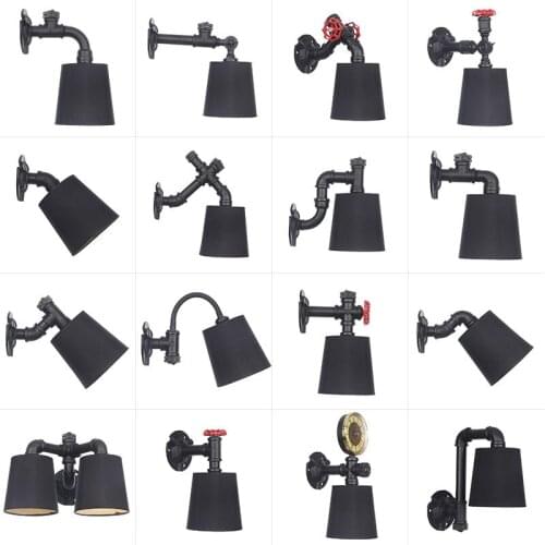 Simple Coffee Shop Milk Tea Water Pipe Black Wall Lamps Wall Light Bedroom Sconce Led Loft Bed Vintage Wall Lamp Wall Lighting