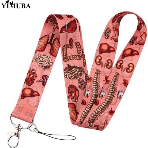 New Anatomy Human Organ Lanyards Keychain Brain Heart Stomach Cartoon Print Neck Straps Neckband Medical Student Graduation Gift