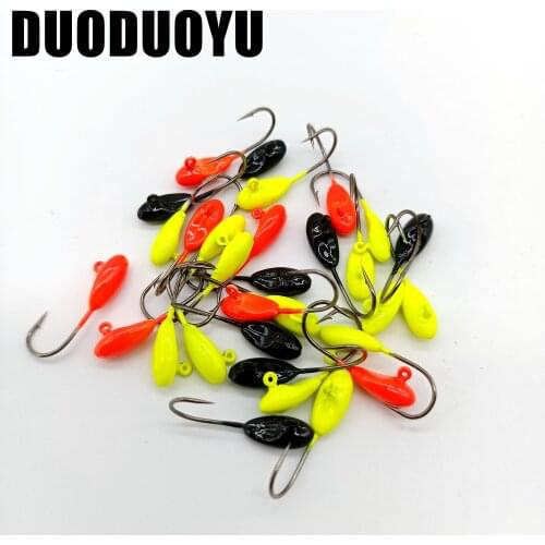DUODUOYU 30PCS/LOT Jig Head Fishing Hooks 1.2g/23mm Colorful Mini Fish Single Hook Fishing Tools Jigging Fishing Tackle
