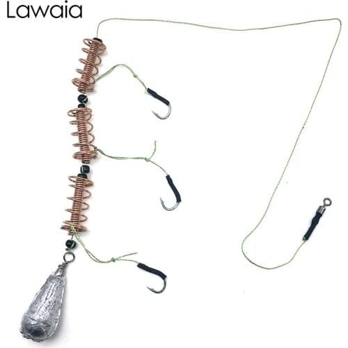 Lawaia Hooks Fishing Triple Hook Spring Gear Bead String Hook Line Group With 30g Lead Pendant Sea Shot Lead Fishing Weight Tool