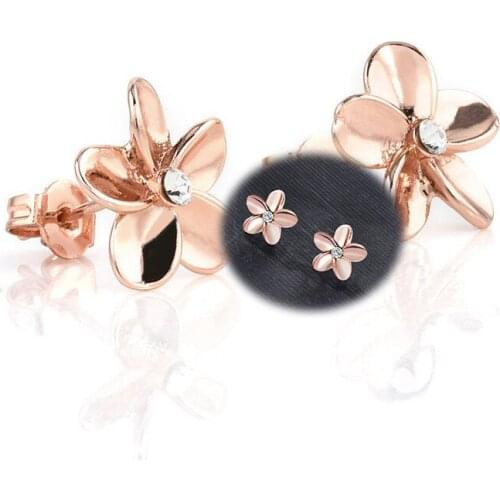 Daisy Flower Earrings Gift Womens Rose Gold Plated Ear Stud Round Jewellery