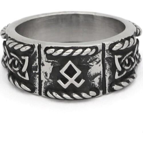 Nordic viking rune Odin Symbol rings - stainless steel with valknut gift bag