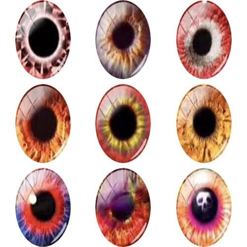 JWEIJIAO 18x25mm Oval Glass Cabochon Dome Animal Eyes Glass Accessories Handmade Jewelry DIY Personality Necklace Earrings EY141