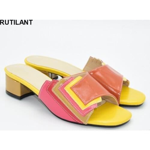 Spring Summer Yellow Colors Without Bag Pumps Super Mids Heels Italian Women Wedding for Party Ladies Sandals Summer Slippers