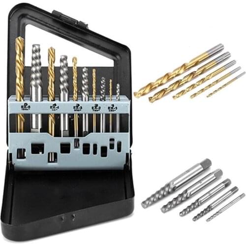 Convenient Cobalt Left Hand Drill Bit Broken Bolt Damaged Screw Extractor Set with Metal Case To Collect The Tools