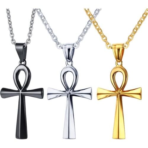 Stainless Steel Cross Pendant Necklace Charms Metal Chain New Design Trendy Jewelry Women Mens Gift