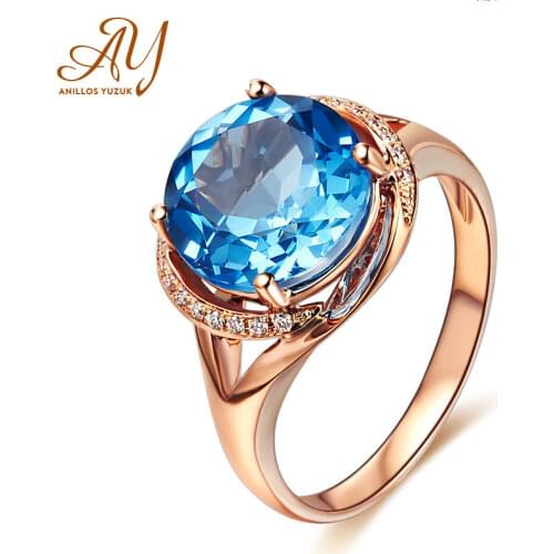 Created Sky Blue Topaz Gemstone 925 Sterling Silver Rings For Women Wedding Bands Engagement Fine Jewelry Party Gift Size 6-10