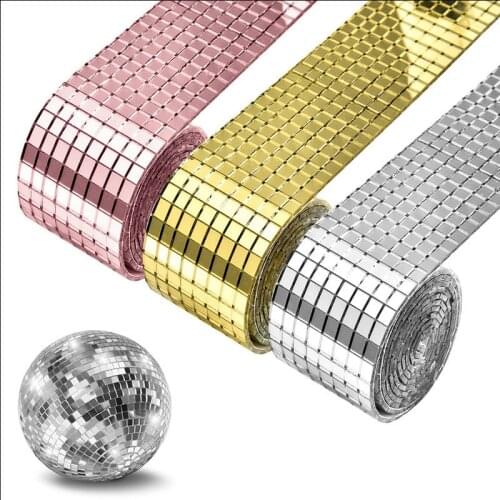 1Roll Self-Adhesive Glass Craft Mini Square Mirrors Mosaic Tiles For DIY Hand Crafts Home Decoration Christmas Party Decoration