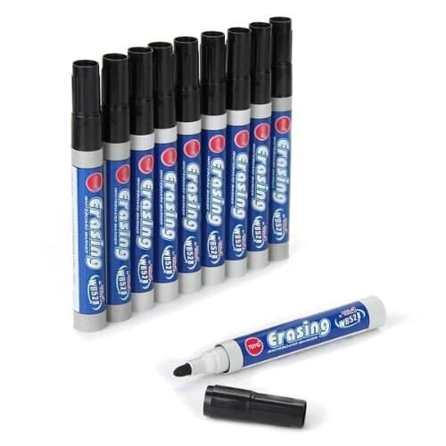 10 Marker felt marker pen black erasable Whiteboard for Office