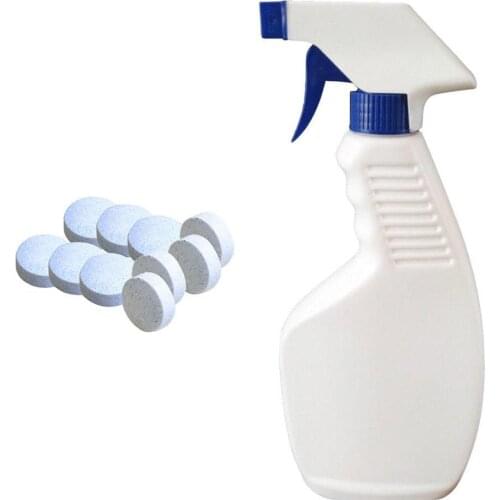 10Pcs Universal Effervescent Cleaner Tablets + Sprayer Home Car Glass Cleaning